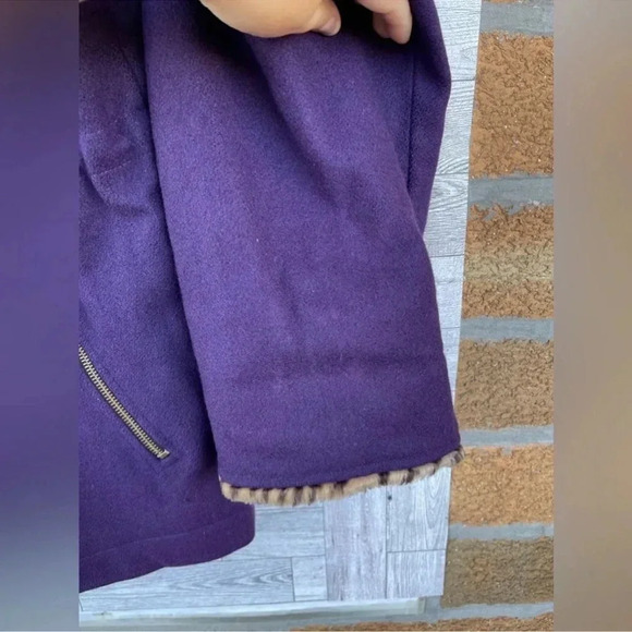 Carolina herrera wool purple Cheetah zip jacket Size medium - Picture 4 of 14